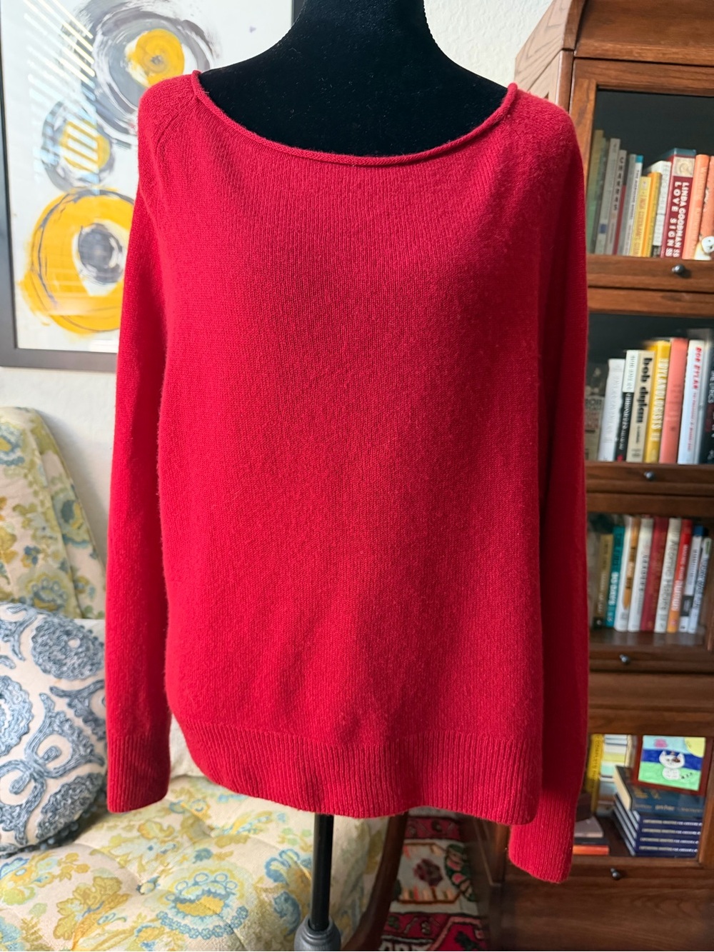 Quince Mongolian Cashmere Boatneck Sweater in Varsity Red, size Medium